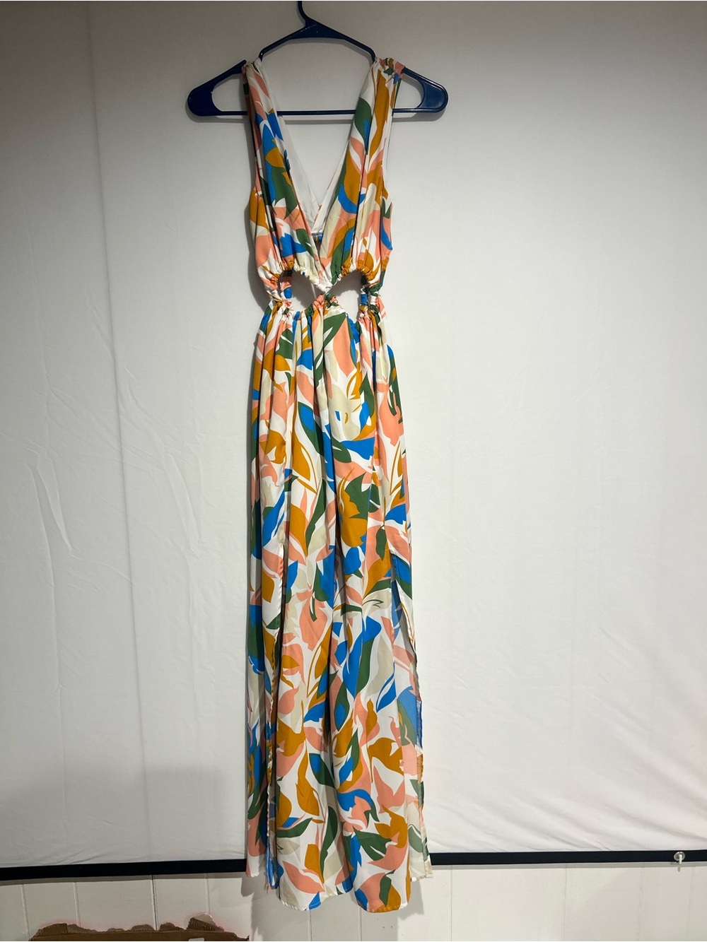 Multicolor Tropical Print Cutout Jumpsuit